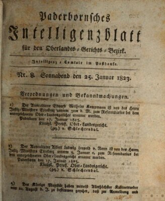 Paderbornsches Intelligenzblatt Samstag 25. Januar 1823