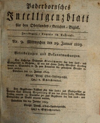 Paderbornsches Intelligenzblatt Mittwoch 29. Januar 1823