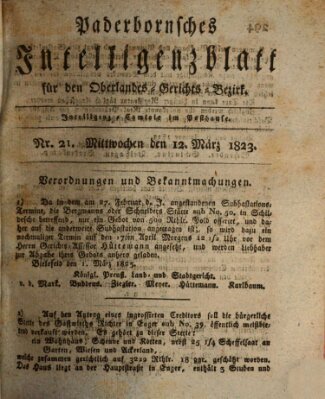 Paderbornsches Intelligenzblatt Mittwoch 12. März 1823