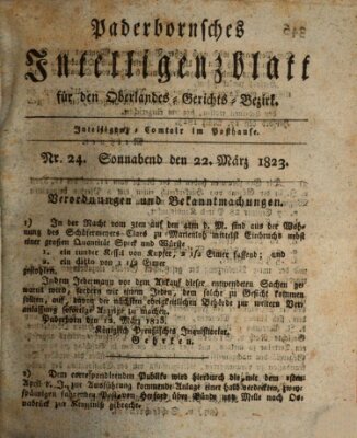 Paderbornsches Intelligenzblatt Samstag 22. März 1823