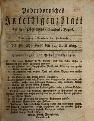 Paderbornsches Intelligenzblatt Samstag 12. April 1823