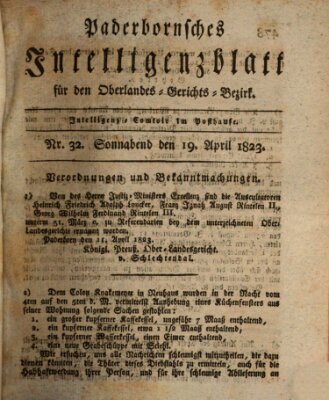 Paderbornsches Intelligenzblatt Samstag 19. April 1823