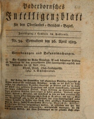 Paderbornsches Intelligenzblatt Samstag 26. April 1823