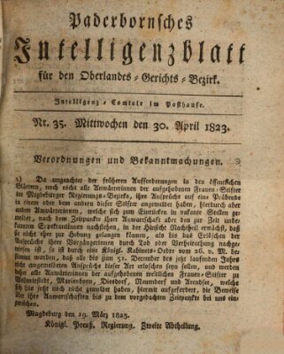 Paderbornsches Intelligenzblatt Mittwoch 30. April 1823