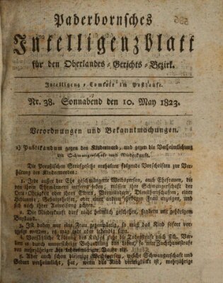 Paderbornsches Intelligenzblatt Samstag 10. Mai 1823