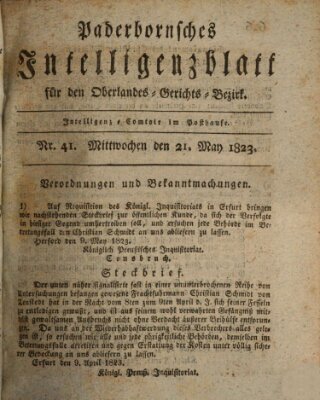 Paderbornsches Intelligenzblatt Mittwoch 21. Mai 1823