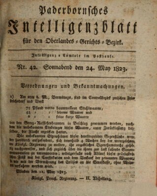 Paderbornsches Intelligenzblatt Samstag 24. Mai 1823