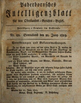 Paderbornsches Intelligenzblatt Samstag 21. Juni 1823