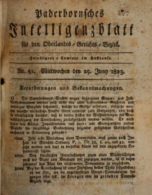 Paderbornsches Intelligenzblatt Mittwoch 25. Juni 1823