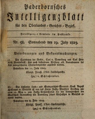 Paderbornsches Intelligenzblatt Samstag 19. Juli 1823