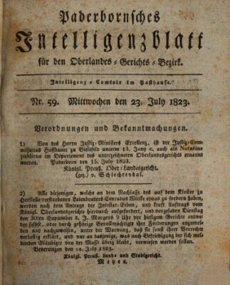 Paderbornsches Intelligenzblatt Mittwoch 23. Juli 1823