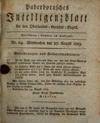 Paderbornsches Intelligenzblatt Mittwoch 27. August 1823