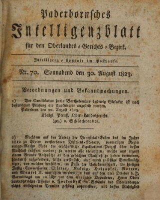 Paderbornsches Intelligenzblatt Samstag 30. August 1823