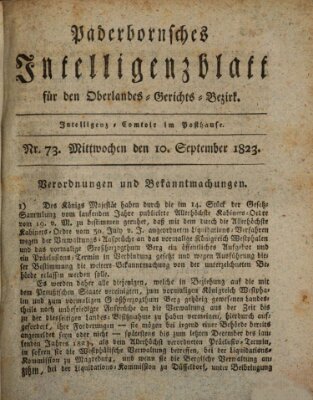 Paderbornsches Intelligenzblatt Mittwoch 10. September 1823