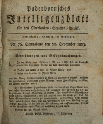 Paderbornsches Intelligenzblatt Samstag 20. September 1823