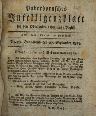 Paderbornsches Intelligenzblatt Samstag 27. September 1823