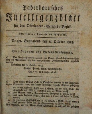 Paderbornsches Intelligenzblatt Samstag 11. Oktober 1823