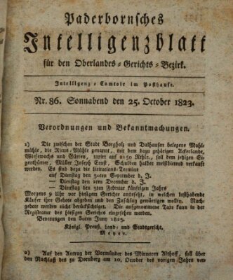 Paderbornsches Intelligenzblatt Samstag 25. Oktober 1823