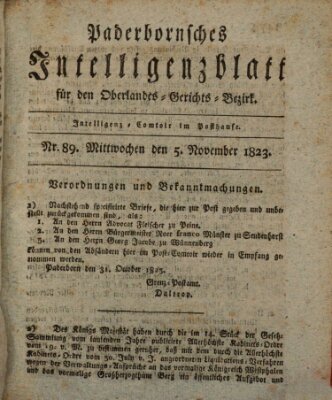 Paderbornsches Intelligenzblatt Mittwoch 5. November 1823