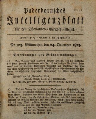 Paderbornsches Intelligenzblatt Mittwoch 24. Dezember 1823