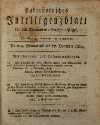 Paderbornsches Intelligenzblatt Samstag 27. Dezember 1823