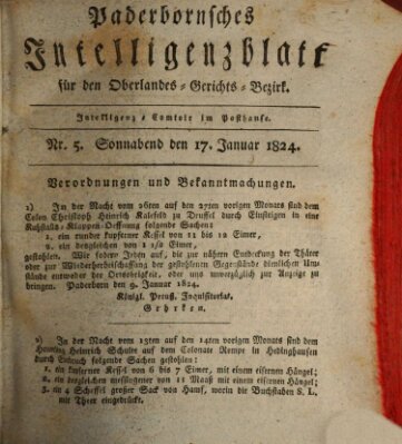 Paderbornsches Intelligenzblatt Samstag 17. Januar 1824