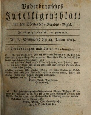 Paderbornsches Intelligenzblatt Samstag 24. Januar 1824