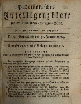 Paderbornsches Intelligenzblatt Samstag 31. Januar 1824