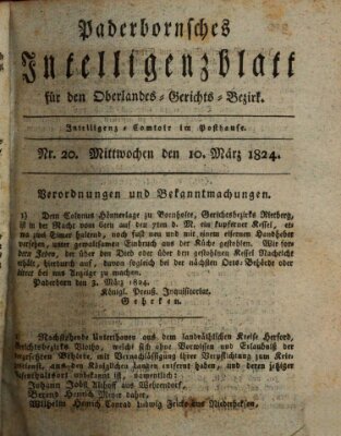 Paderbornsches Intelligenzblatt Mittwoch 10. März 1824