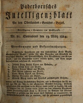 Paderbornsches Intelligenzblatt Samstag 13. März 1824