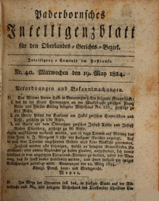 Paderbornsches Intelligenzblatt Mittwoch 19. Mai 1824
