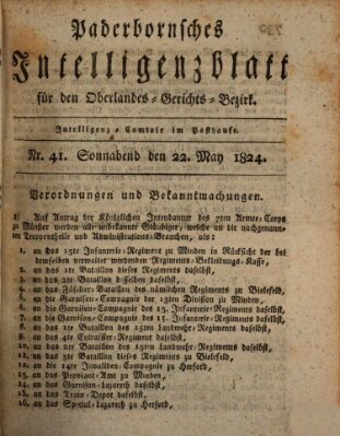 Paderbornsches Intelligenzblatt Samstag 22. Mai 1824