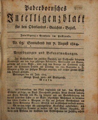 Paderbornsches Intelligenzblatt Samstag 7. August 1824