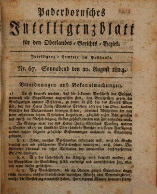 Paderbornsches Intelligenzblatt Samstag 21. August 1824