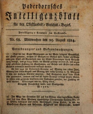 Paderbornsches Intelligenzblatt Mittwoch 25. August 1824