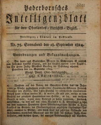 Paderbornsches Intelligenzblatt Samstag 18. September 1824