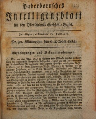 Paderbornsches Intelligenzblatt Mittwoch 6. Oktober 1824