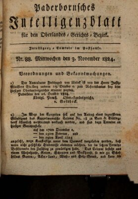 Paderbornsches Intelligenzblatt Mittwoch 3. November 1824