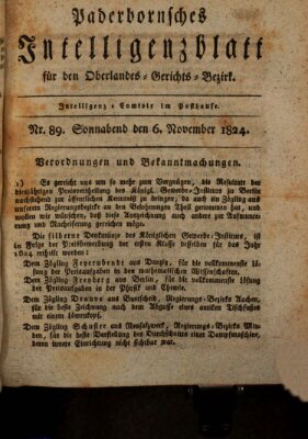 Paderbornsches Intelligenzblatt Samstag 6. November 1824