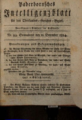 Paderbornsches Intelligenzblatt Samstag 11. Dezember 1824