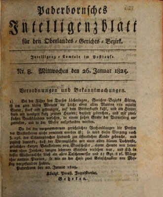 Paderbornsches Intelligenzblatt Mittwoch 26. Januar 1825