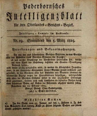 Paderbornsches Intelligenzblatt Samstag 5. März 1825