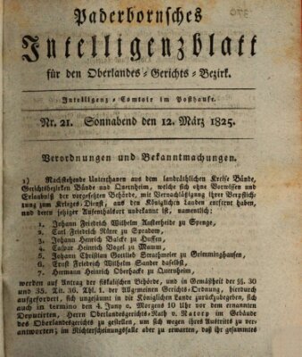 Paderbornsches Intelligenzblatt Samstag 12. März 1825