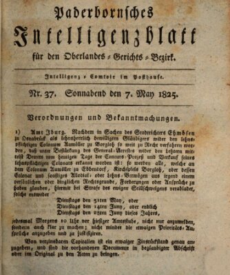 Paderbornsches Intelligenzblatt Samstag 7. Mai 1825