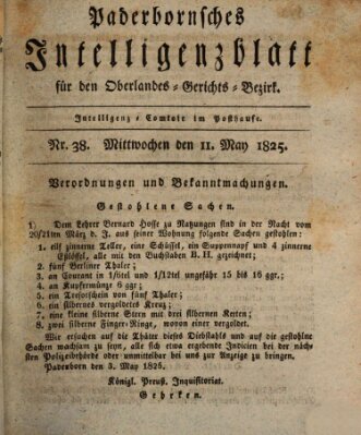 Paderbornsches Intelligenzblatt Mittwoch 11. Mai 1825