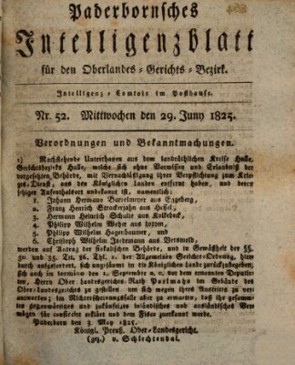 Paderbornsches Intelligenzblatt Mittwoch 29. Juni 1825