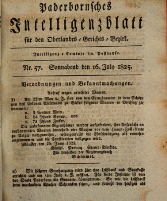 Paderbornsches Intelligenzblatt Samstag 16. Juli 1825