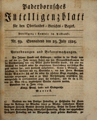 Paderbornsches Intelligenzblatt Samstag 23. Juli 1825