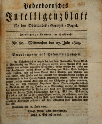 Paderbornsches Intelligenzblatt Mittwoch 27. Juli 1825