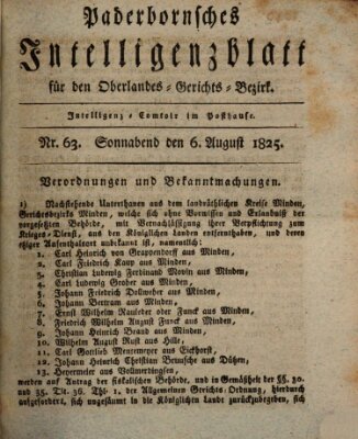 Paderbornsches Intelligenzblatt Samstag 6. August 1825